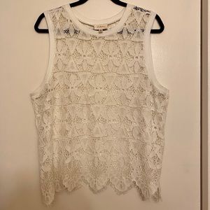 Anthropologie Bria Scalloped Lace Tank